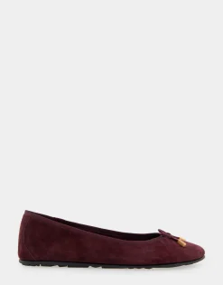 Comfortable Women's Ballet Flat in Deep Aubergine Suede Suede