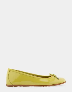Comfortable Women's Ballet Flat in Green Sheen Patent Faux Leather