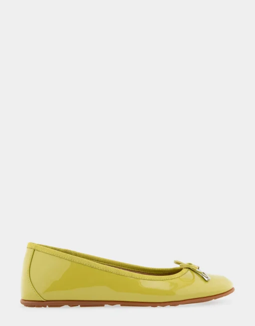 Comfortable Women's Ballet Flat in Green Sheen Patent Faux Leather