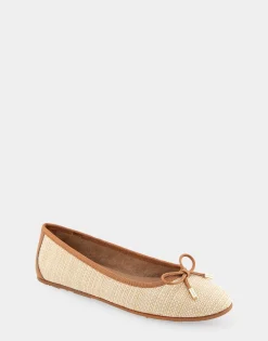 Comfortable Women's Ballet Flat in Natural Raffia Combo Raffia Fabric
