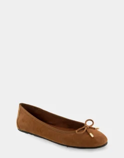 Comfortable Women's Ballet Flat in Tobacco Suede Suede
