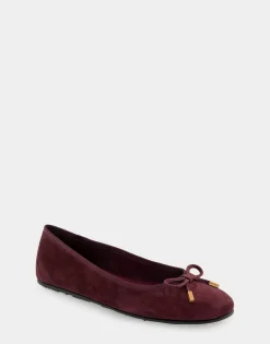 Comfortable Women's Ballet Flat in Deep Aubergine Suede Suede