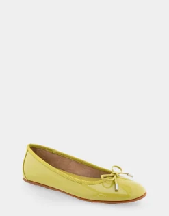 Comfortable Women's Ballet Flat in Green Sheen Patent Faux Leather