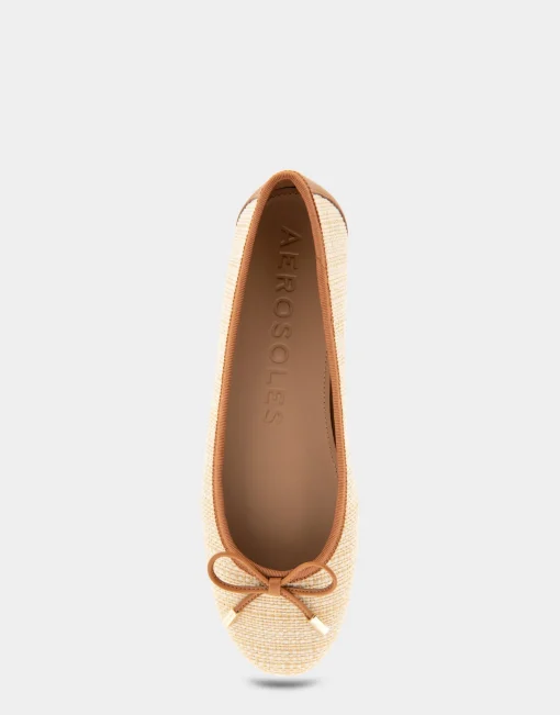 Comfortable Women's Ballet Flat in Natural Raffia Combo Raffia Fabric