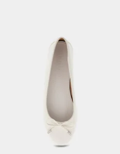 Comfortable Women's Ballet Flat in White Patent Faux Leather