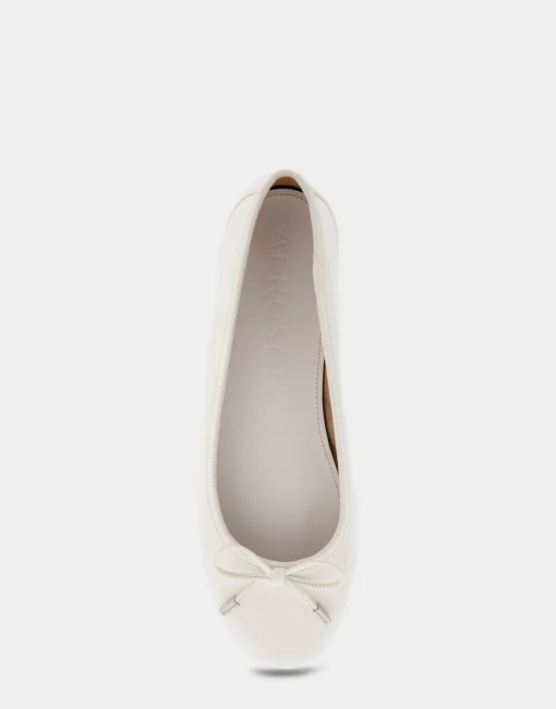 Comfortable Women's Ballet Flat in White Patent Faux Leather