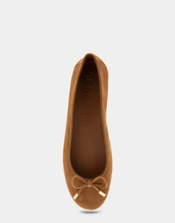Comfortable Women's Ballet Flat in Tobacco Suede Suede