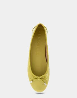 Comfortable Women's Ballet Flat in Green Sheen Patent Faux Leather