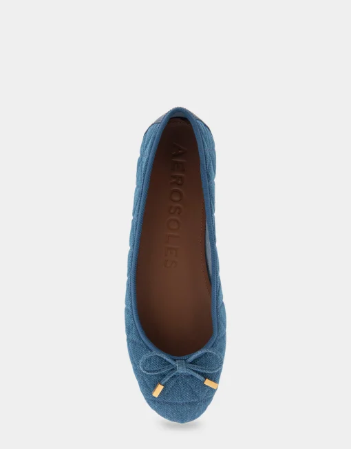 Comfortable Women's Ballet Flat in Denim Quilted Fabric Quilted Denim Fabric