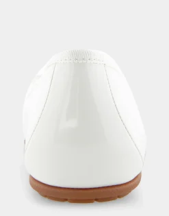 Comfortable Women's Ballet Flat in White Patent Faux Leather