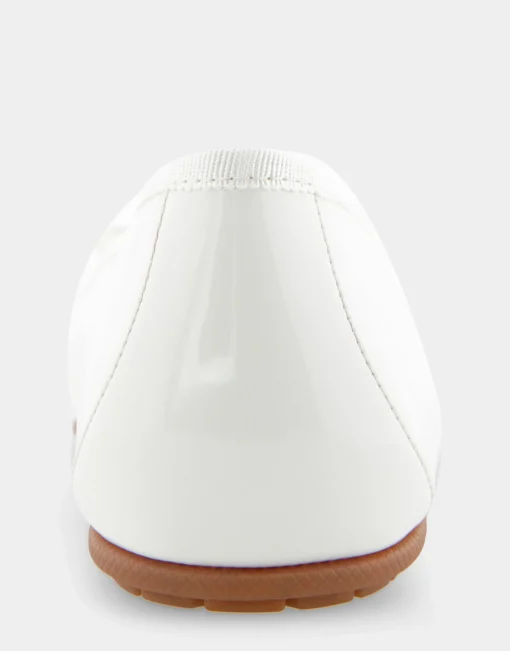 Comfortable Women's Ballet Flat in White Patent Faux Leather