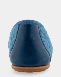 Comfortable Women's Ballet Flat in Denim Quilted Fabric Quilted Denim Fabric