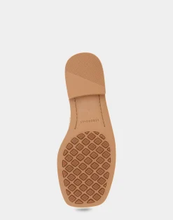 Comfortable Women's Braided Double Strap Flat Sandal in Soft Gold Faux Leather