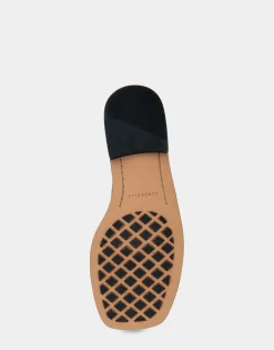 Comfortable Women's Braided Double Strap Flat Sandal in Black Leather