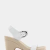 Comfortable Women's Buckled Footbed Wedge Sandal in White Leather