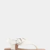 Comfortable Women's Buckle Detail Back Strap Thong Sandal in Eggnog Grainy Faux Leather