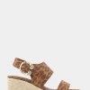 Comfortable Women's Buckle Back Mid Wedge Sandal in Leopard Metallic Faux Suede Faux Suede