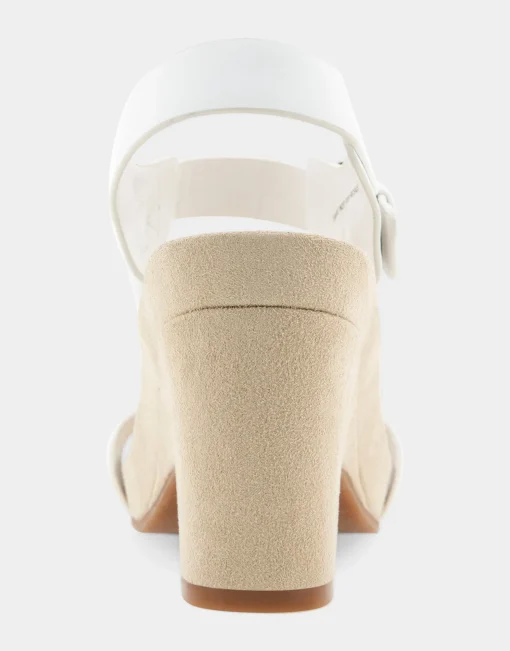 Comfortable Women's Buckled Footbed Wedge Sandal in White Leather