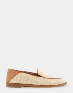 Comfortable Women's Collapsible Back Loafer in Natural Raffia Combo Raffia Fabric