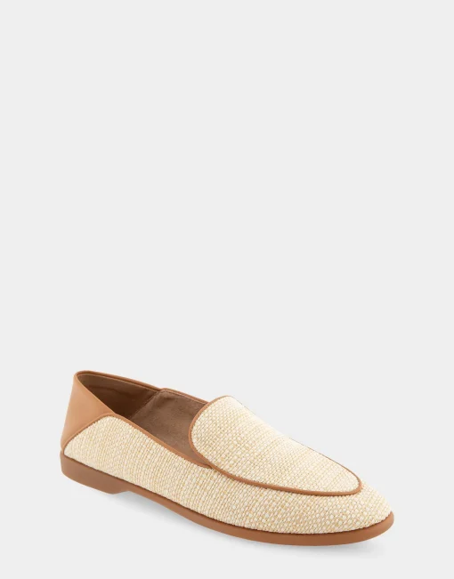 Comfortable Women's Collapsible Back Loafer in Natural Raffia Combo Raffia Fabric