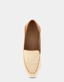 Comfortable Women's Collapsible Back Loafer in Natural Raffia Combo Raffia Fabric