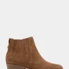 Comfortable Women's Covered Gore Western Ankle Bootie in Tobacco Suede