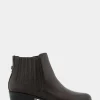 Comfortable Women's Covered Gore Western Ankle Bootie in Java Waxy Leather Leather