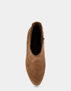Comfortable Women's Covered Gore Western Ankle Bootie in Tobacco Suede
