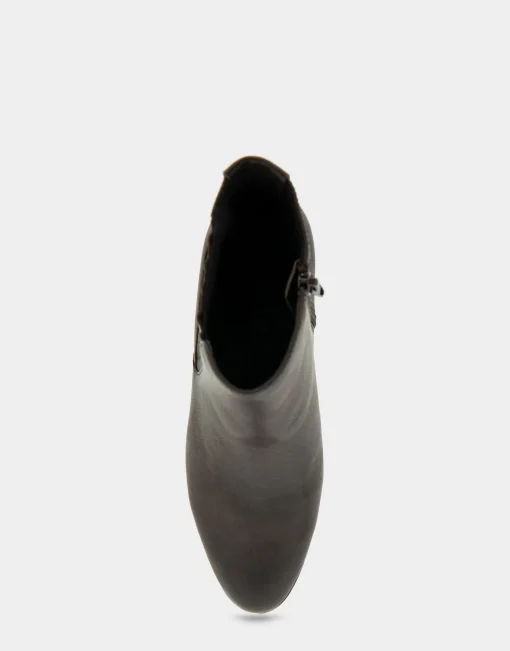 Comfortable Women's Covered Gore Western Ankle Bootie in Java Waxy Leather Leather