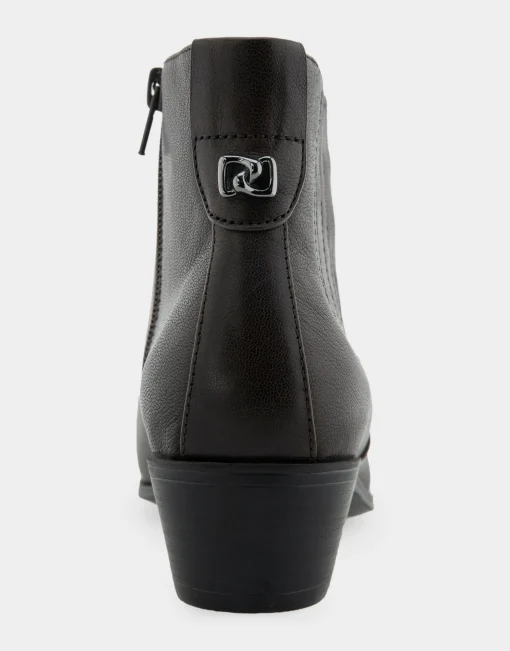 Comfortable Women's Covered Gore Western Ankle Bootie in Java Waxy Leather Leather