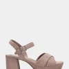 Comfortable Women's Crisscross Platform Sandal in Blush Suede