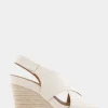 Comfortable Women's Crisscross Velcro Back Footbed Wedge Sandal in Eggnog Faux Leather Faux Suede
