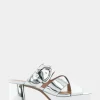 Comfortable Women's Crisscross Platform Slide Sandal in Silver Mirror Metallic Faux Leather