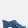 Comfortable Women's Crisscross Footbed Wedge Sandal in Blue Denim