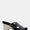 Comfortable Women's Crisscross Footbed Wedge Sandal in Black Leather
