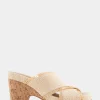 Comfortable Women's Crisscross Footbed Wedge Sandal in Sand Raffia Combo Raffia Fabric
