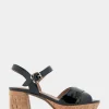 Comfortable Women's Crisscross Platform Sandal in Black Patent Faux Leather