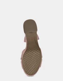 Comfortable Women's Crisscross Platform Sandal in Blush Suede