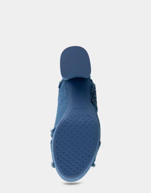 Comfortable Women's Crisscross Platform Slide Sandal in Denim Fabric Denim Fabric