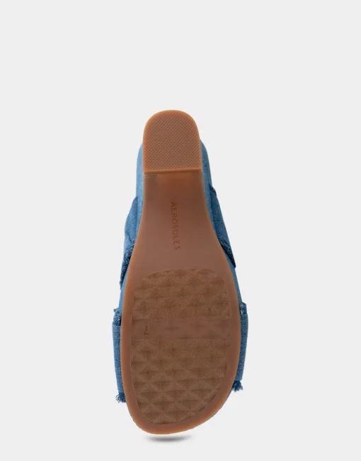 Comfortable Women's Crisscross Footbed Wedge Sandal in Blue Denim
