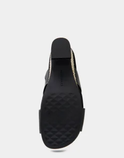 Comfortable Women's Crisscross Footbed Wedge Sandal in Black Leather