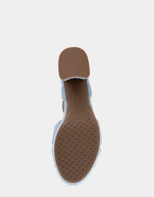 Comfortable Women's Crisscross Platform Sandal in Dusty Blue Suede