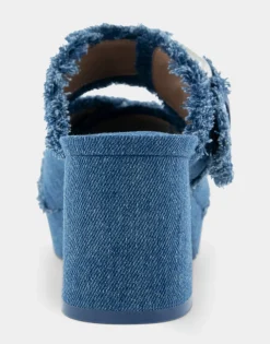 Comfortable Women's Crisscross Platform Slide Sandal in Denim Fabric Denim Fabric