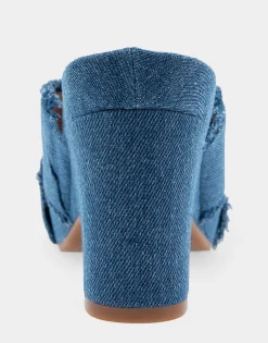 Comfortable Women's Crisscross Footbed Wedge Sandal in Blue Denim