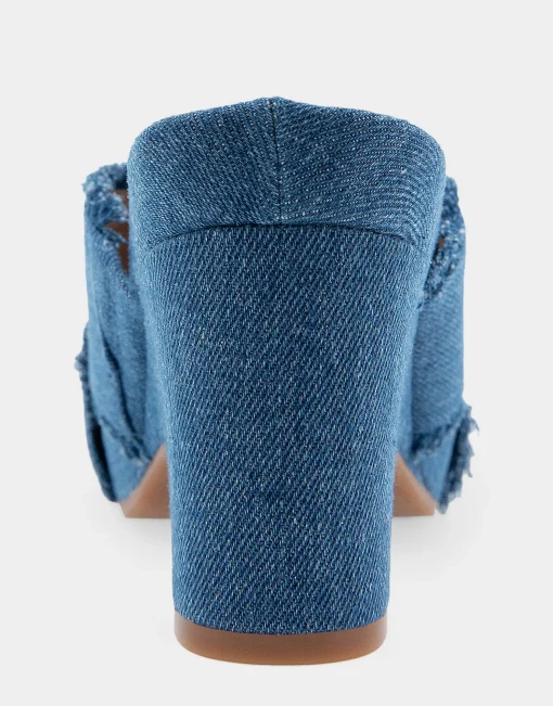 Comfortable Women's Crisscross Footbed Wedge Sandal in Blue Denim