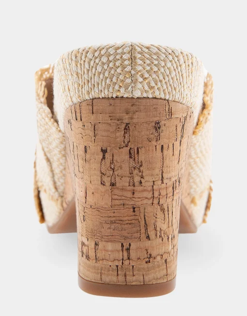 Comfortable Women's Crisscross Footbed Wedge Sandal in Sand Raffia Combo Raffia Fabric