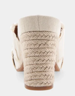 Comfortable Women's Crisscross Footbed Wedge Sandal in Cream Canvas Fabric Canvas Fabric