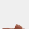 Comfortable Women's Debossed Chain Link Slide Sandal in Gingerbread Leather