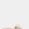 Comfortable Women's Debossed Chain Link Slide Sandal in Soft Gold Faux Leather