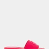 Comfortable Women's Debossed Chain Link Slide Sandal in Virtual Pink Leather